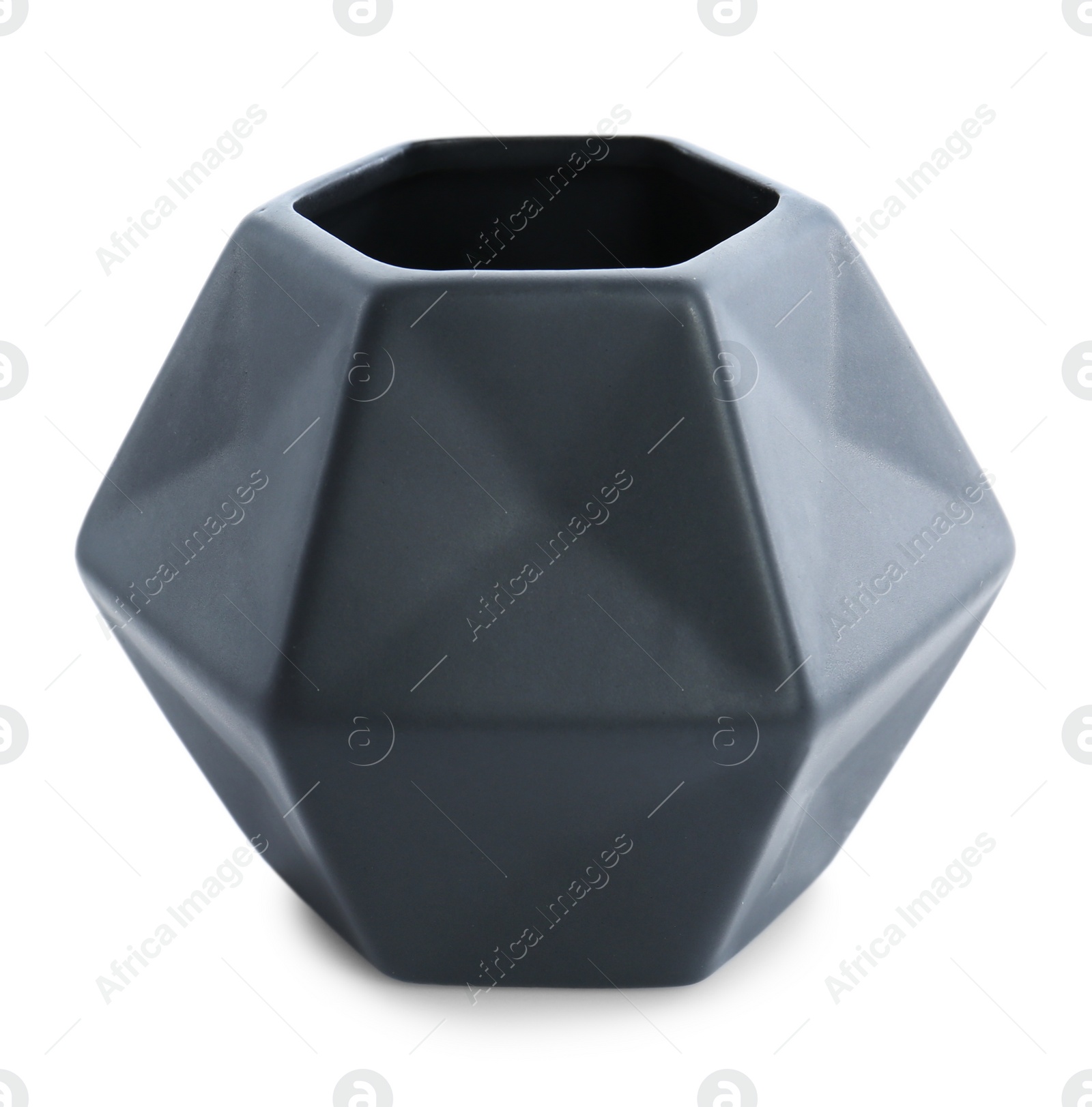 Photo of Stylish empty dark ceramic vase isolated on white