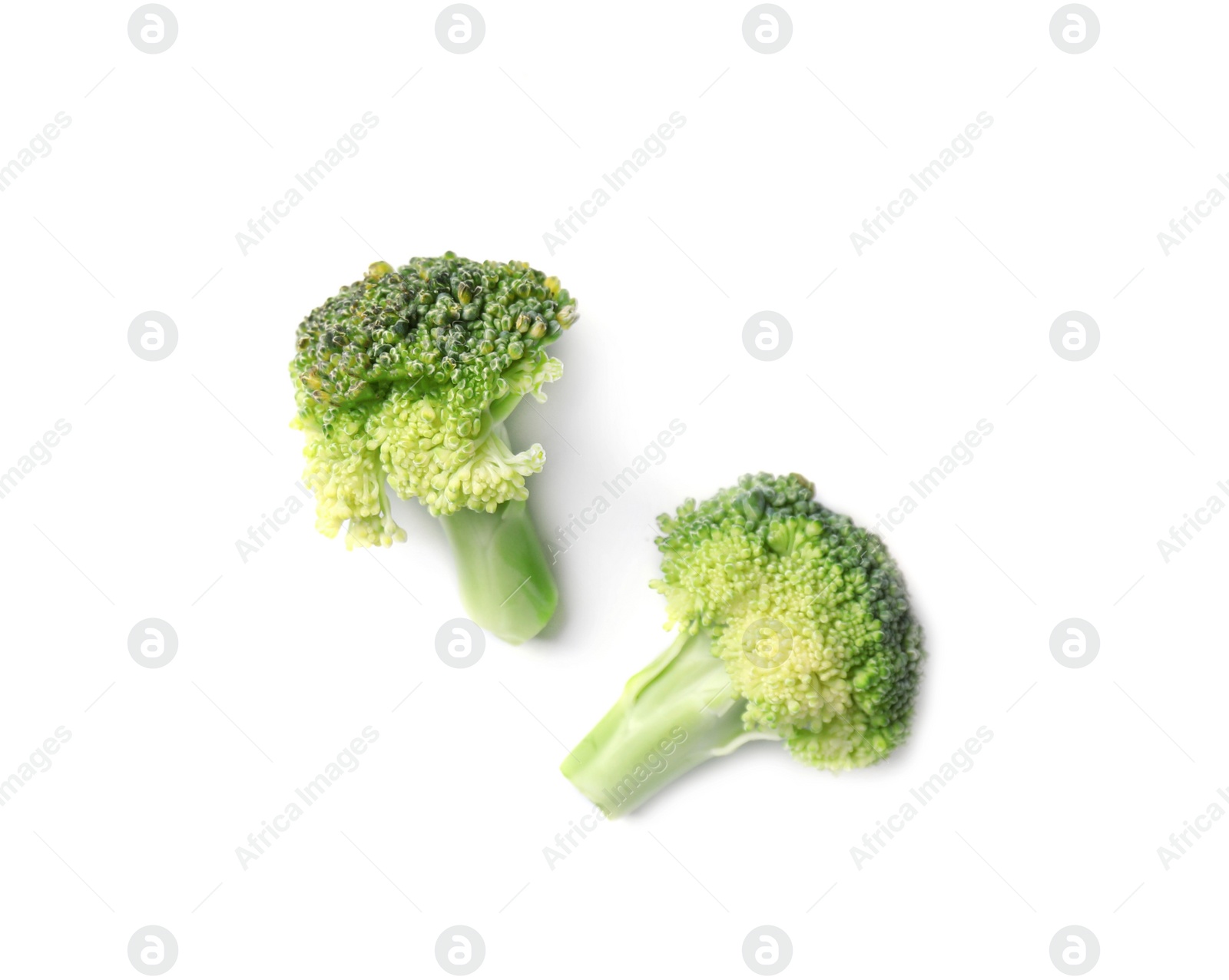 Fresh green broccoli on light background, top view Photo of Fresh green broccoli on light background, top view