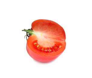 Half of fresh tomato isolated on white