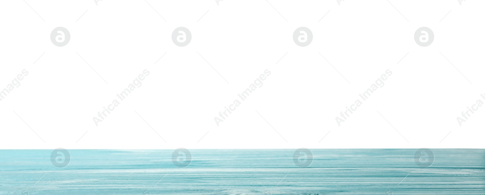 Photo of Empty wooden surface against white background. Mockup for design