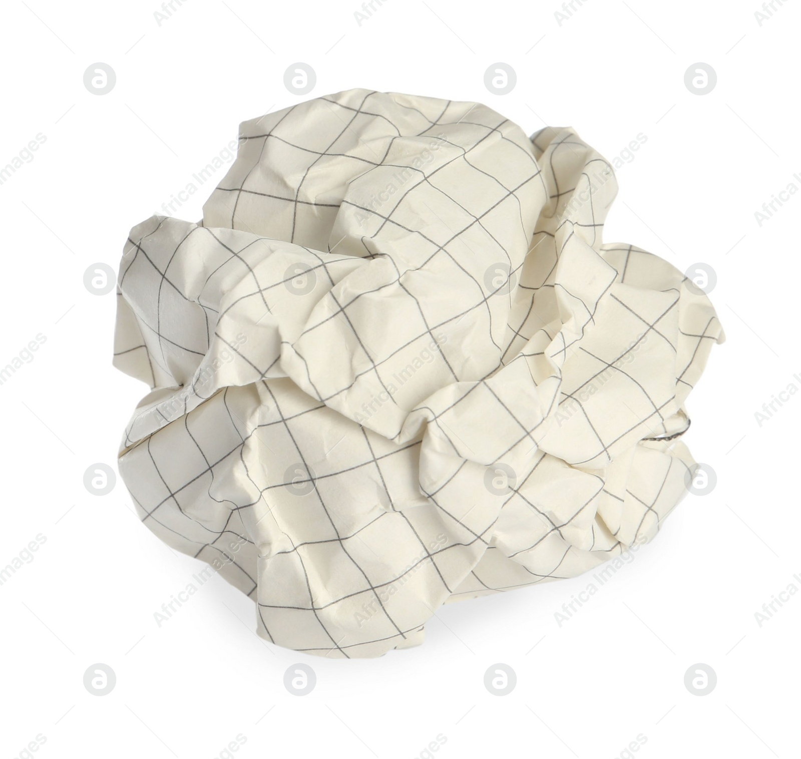 Photo of Crumpled sheet of beige paper isolated on white