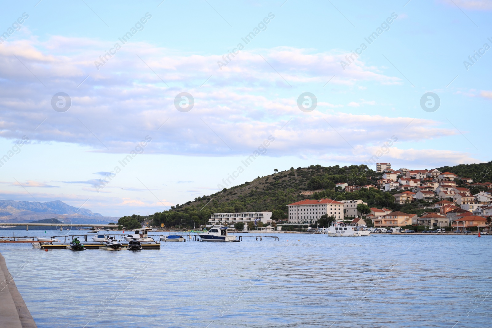 Photo of Picturesque view of town, mountains and sea