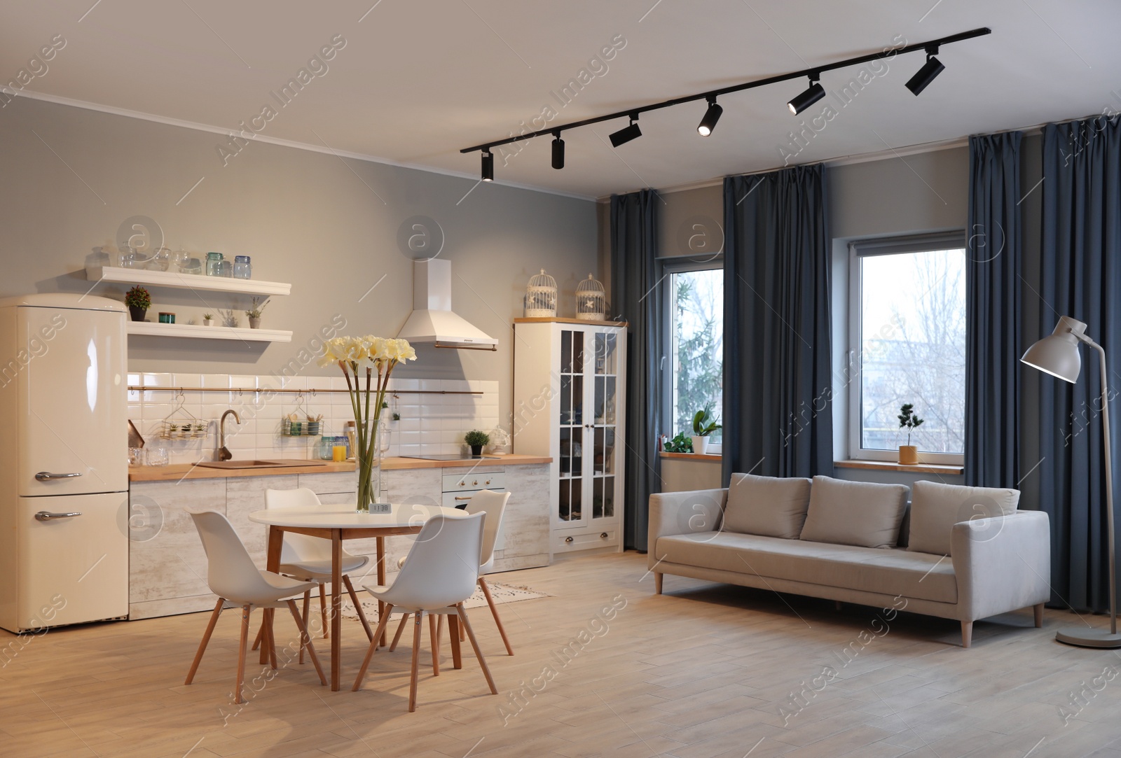 Photo of Modern kitchen interior with new stylish furniture