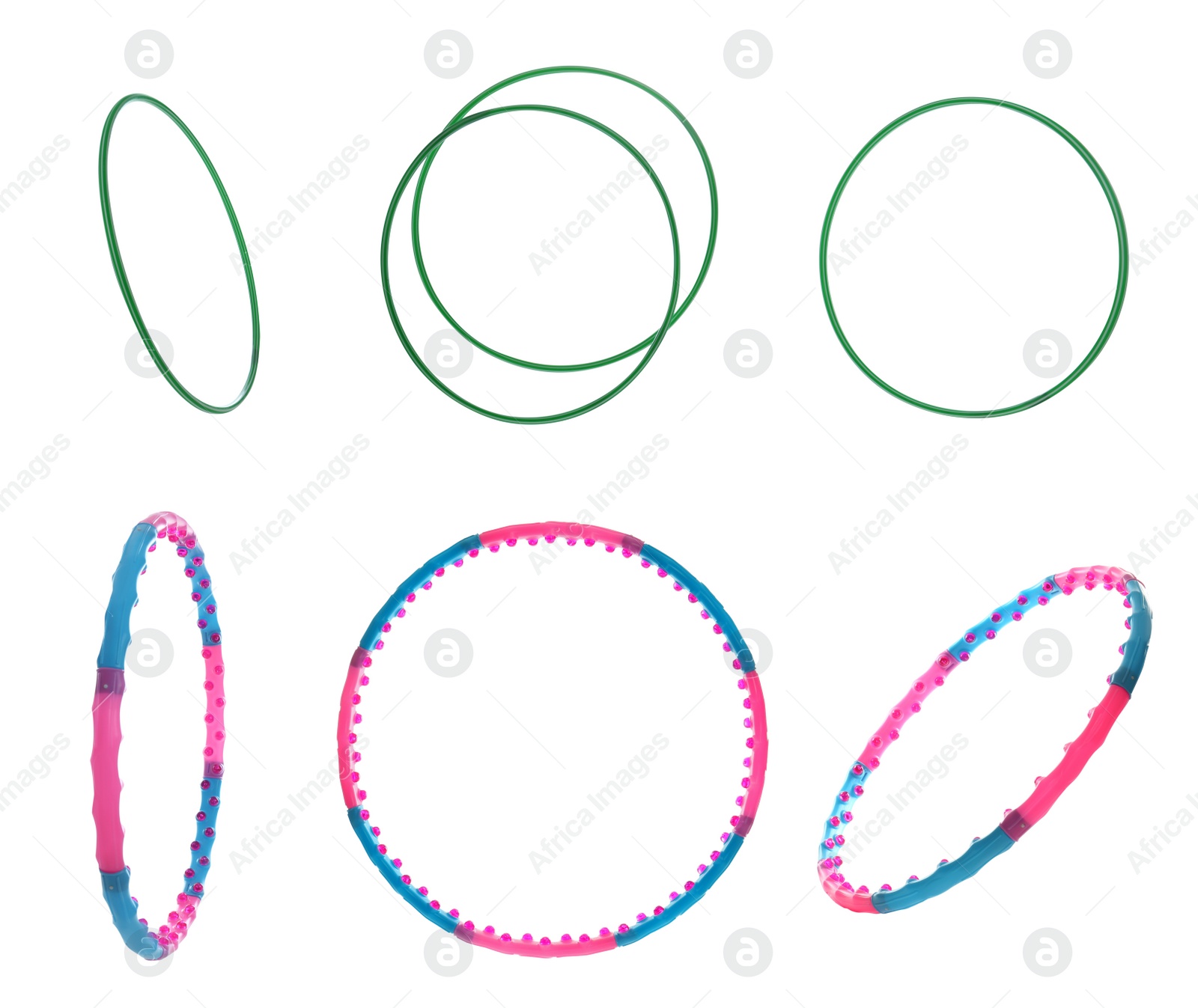 Image of Set of hula hoops isolated on white