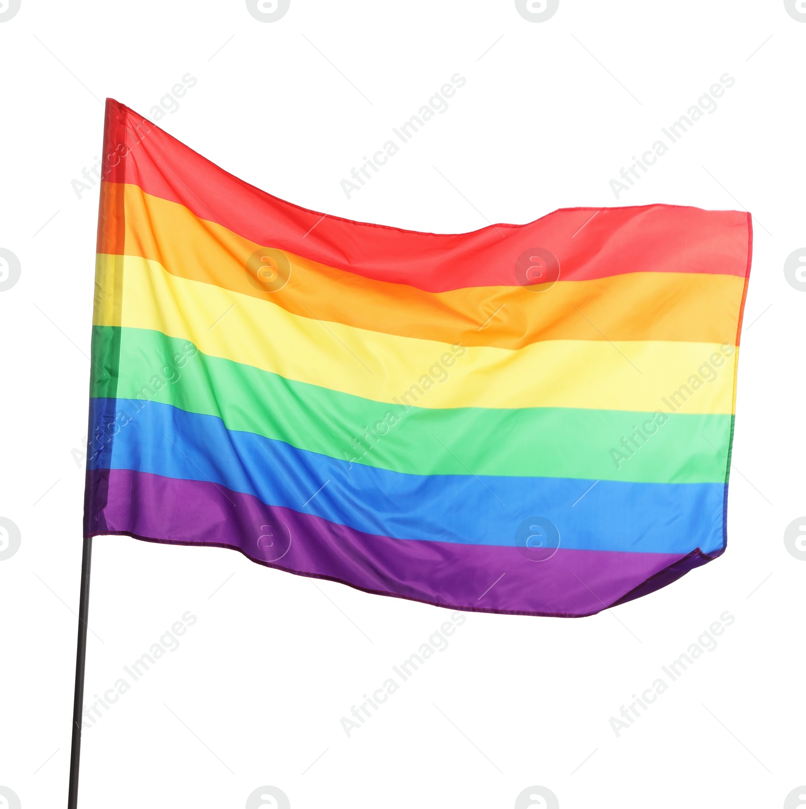 Photo of Bright rainbow LGBT flag isolated on white