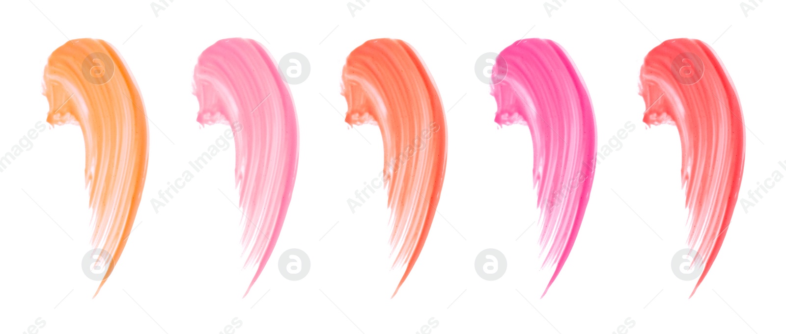 Image of Lip gloss in different colors. Set of smears