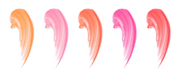 Image of Lip gloss in different colors. Set of smears