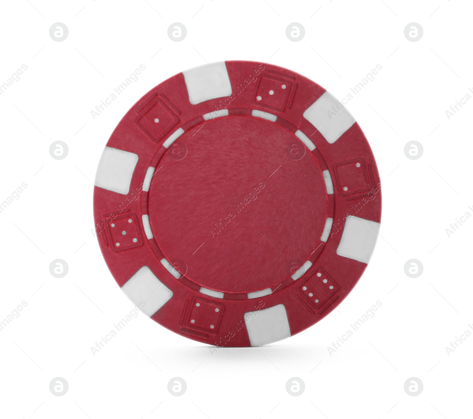 Photo of Red casino chip isolated on white. Poker game