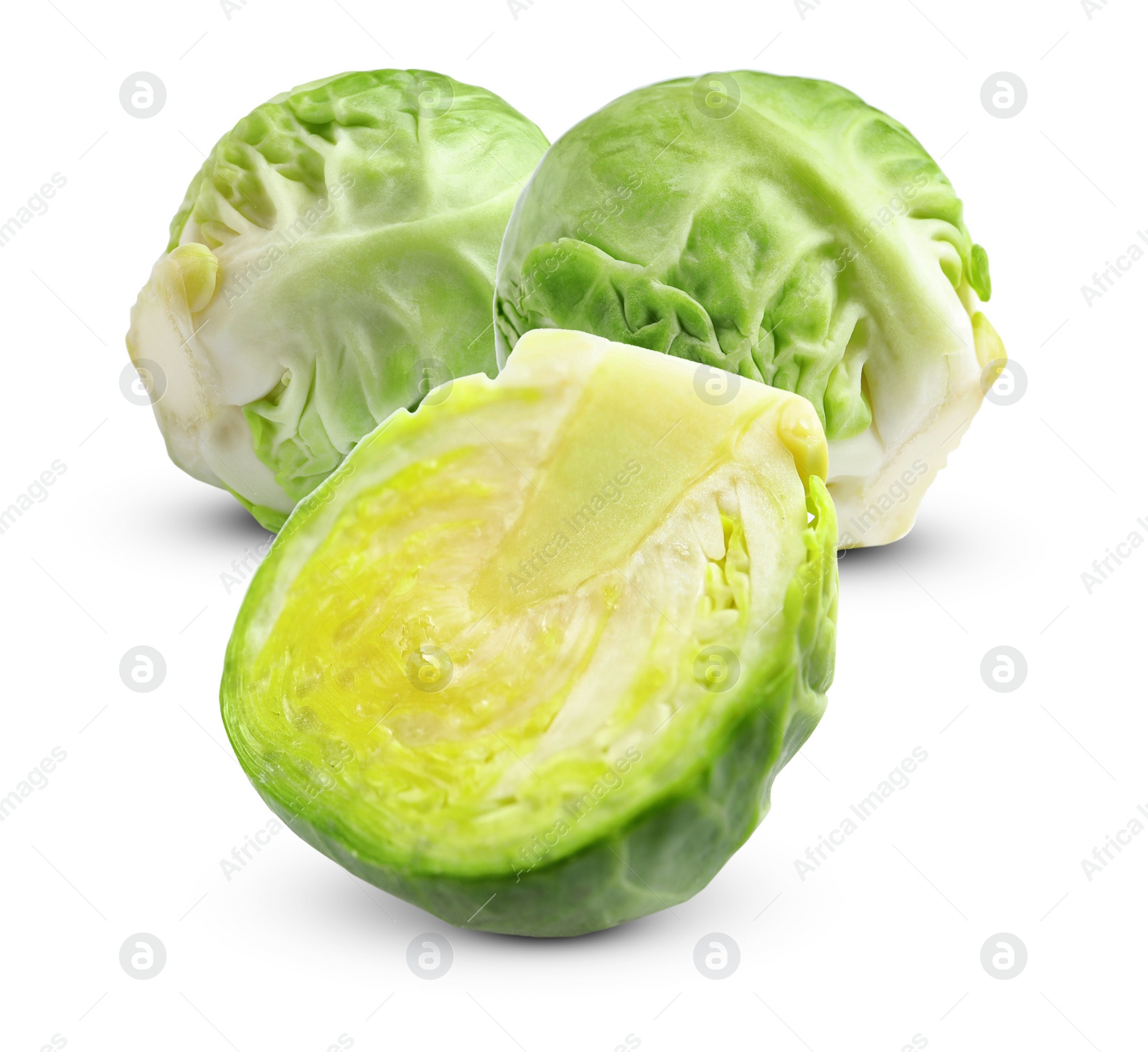 Image of Fresh tasty Brussels sprouts on white background