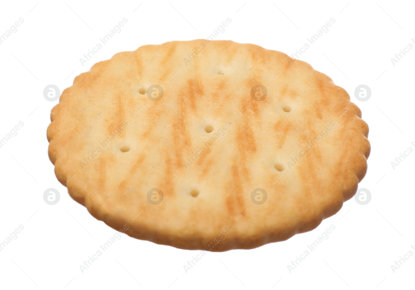 Photo of Tasty crispy round cracker isolated on white