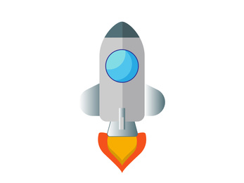 Modern rocket model illustration on white background