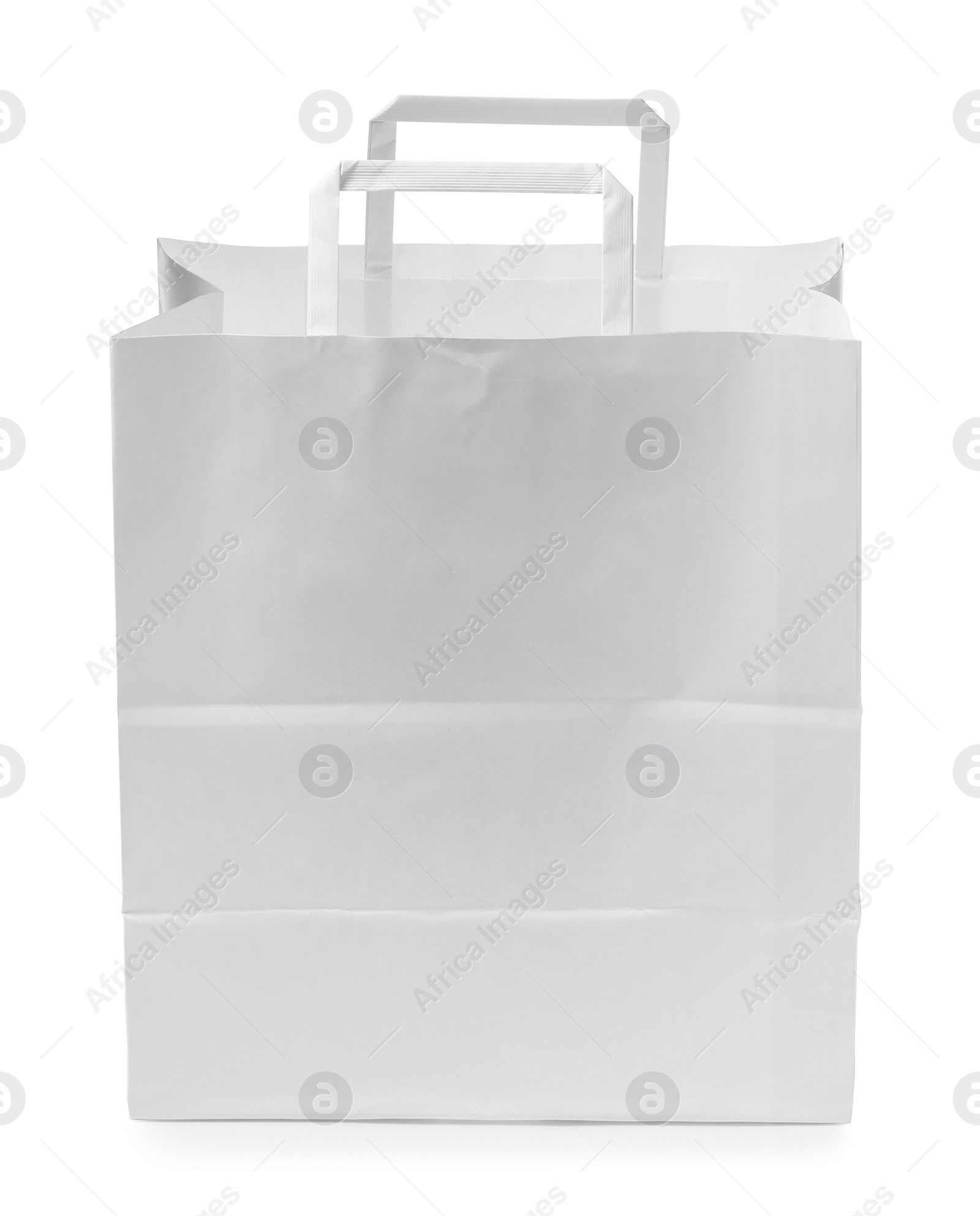 Photo of Empty shopping paper bag isolated on white