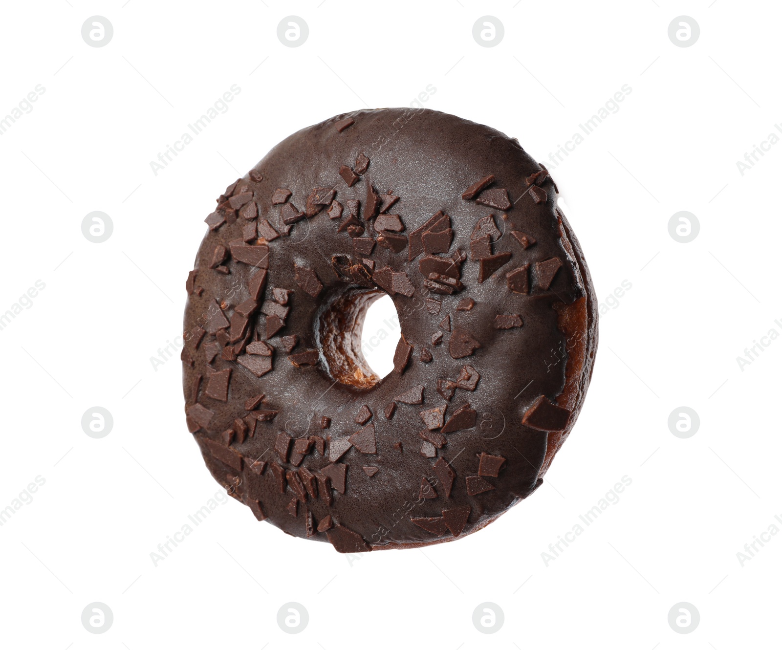 Photo of Sweet tasty glazed donut with chocolate isolated on white