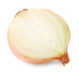 Photo of Half of fresh ripe onion isolated on white