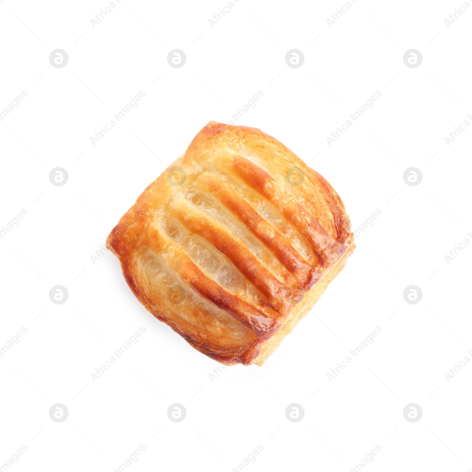 Photo of Fresh tasty puff pastry on white background