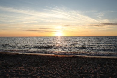 Picturesque view of sea at sunset. Tropical beach