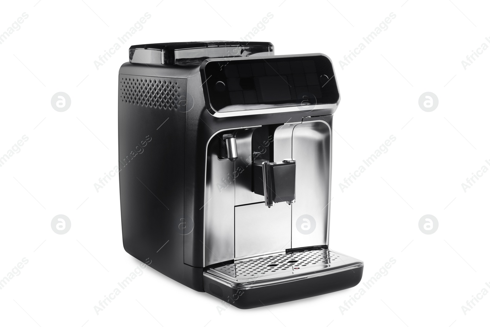 Photo of Modern electric coffee machine isolated on white