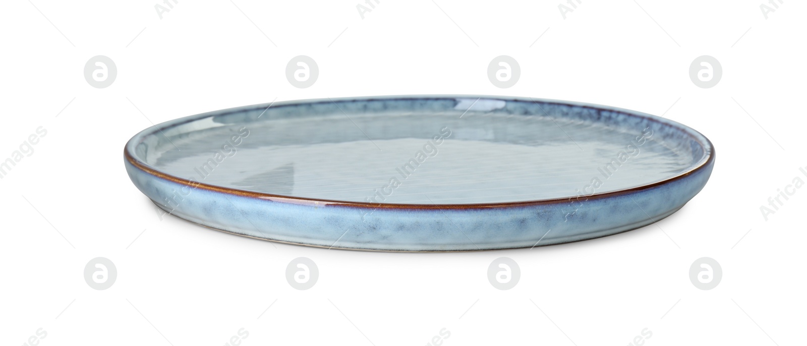 Photo of One beautiful ceramic plate isolated on white