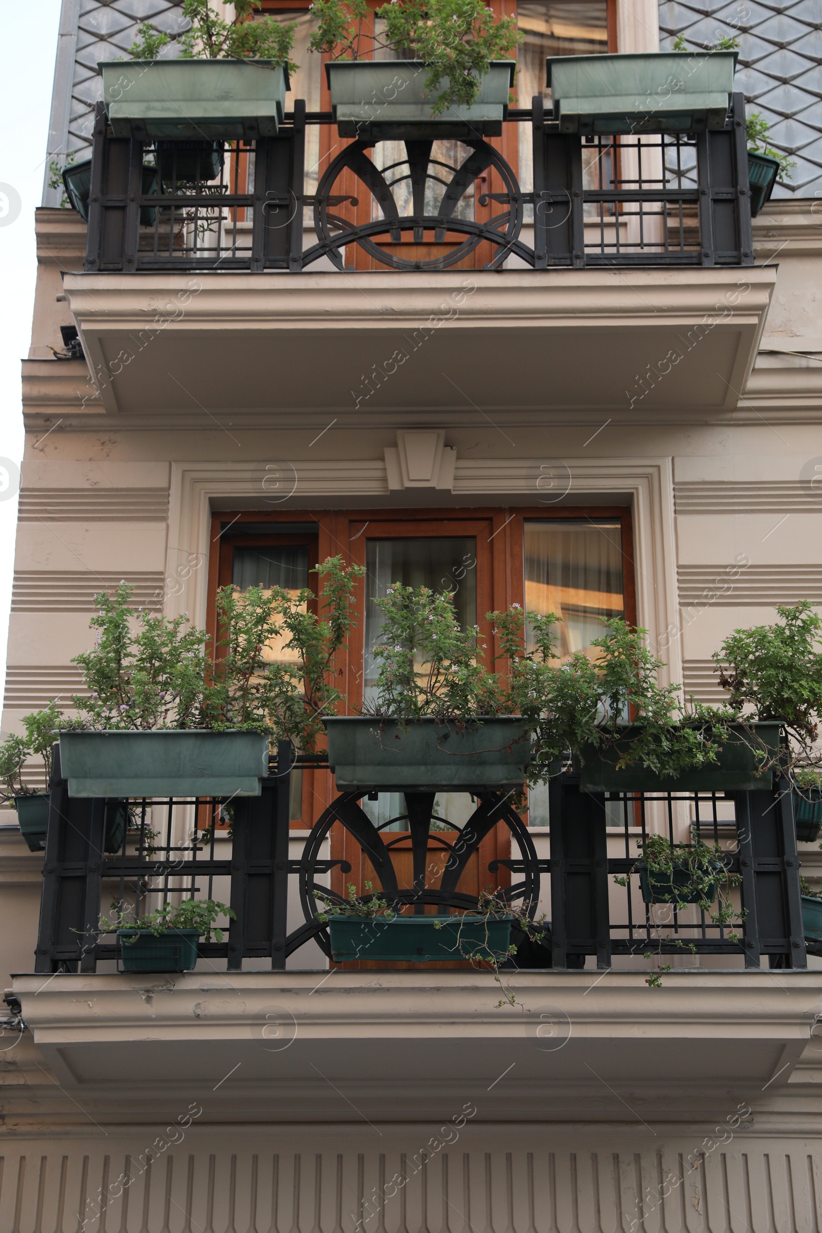 Photo of Exterior of beautiful residential building with balconies