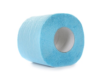 Photo of Color toilet paper roll on white background