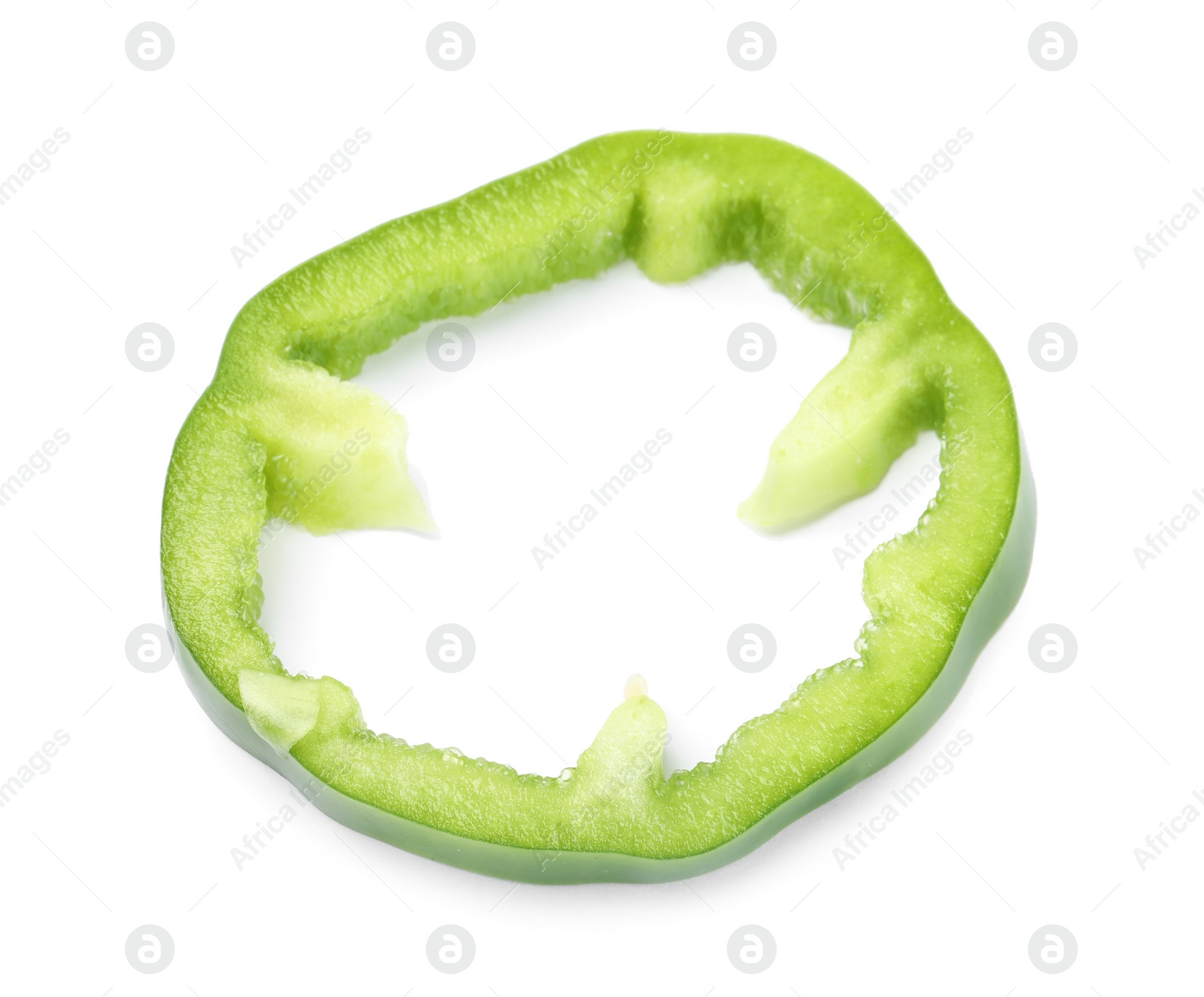 Photo of Slice of green bell pepper isolated on white