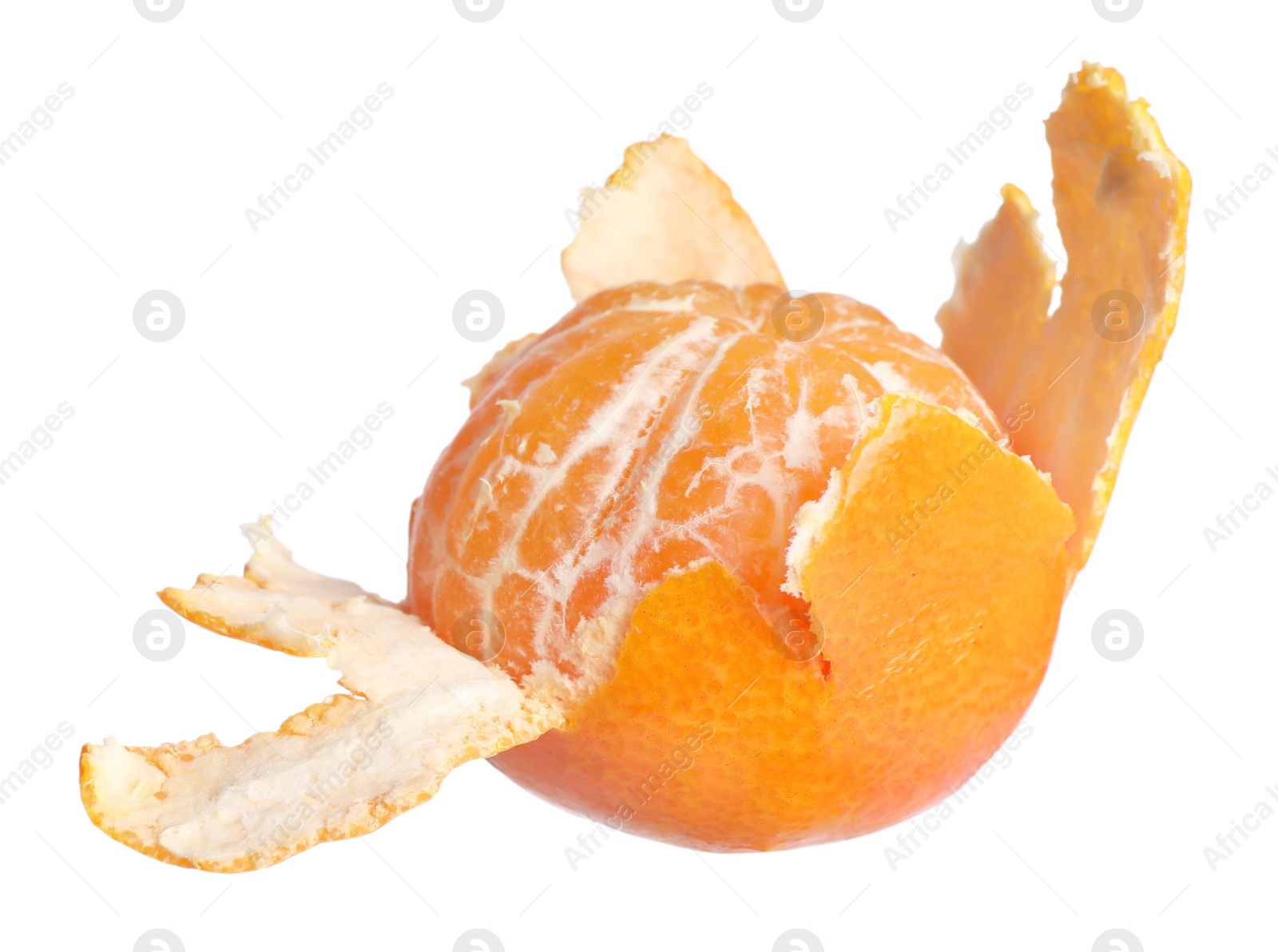 Photo of One fresh ripe tangerine isolated on white