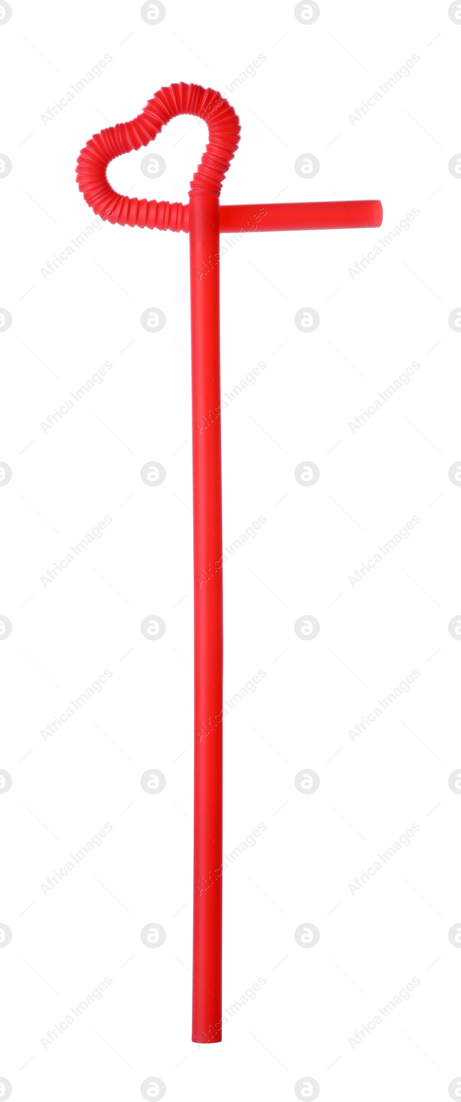 Photo of Plastic red cocktail tube isolated on white