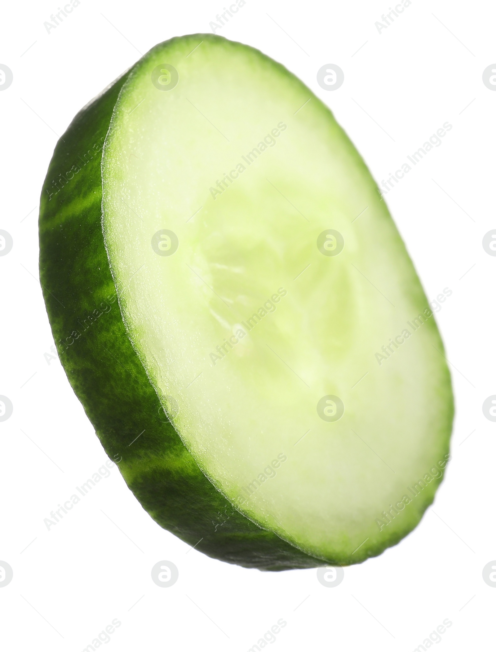 Photo of Slice of fresh cucumber isolated on white