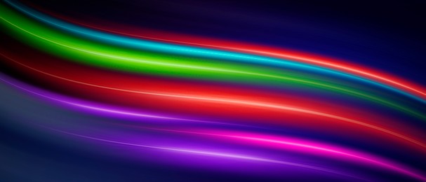 Image of Colorful speed light trails, motion blur effect. Banner design