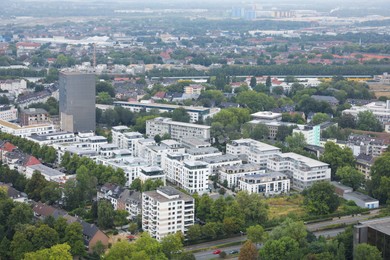 Photo of View of beautiful city with buildings and trees