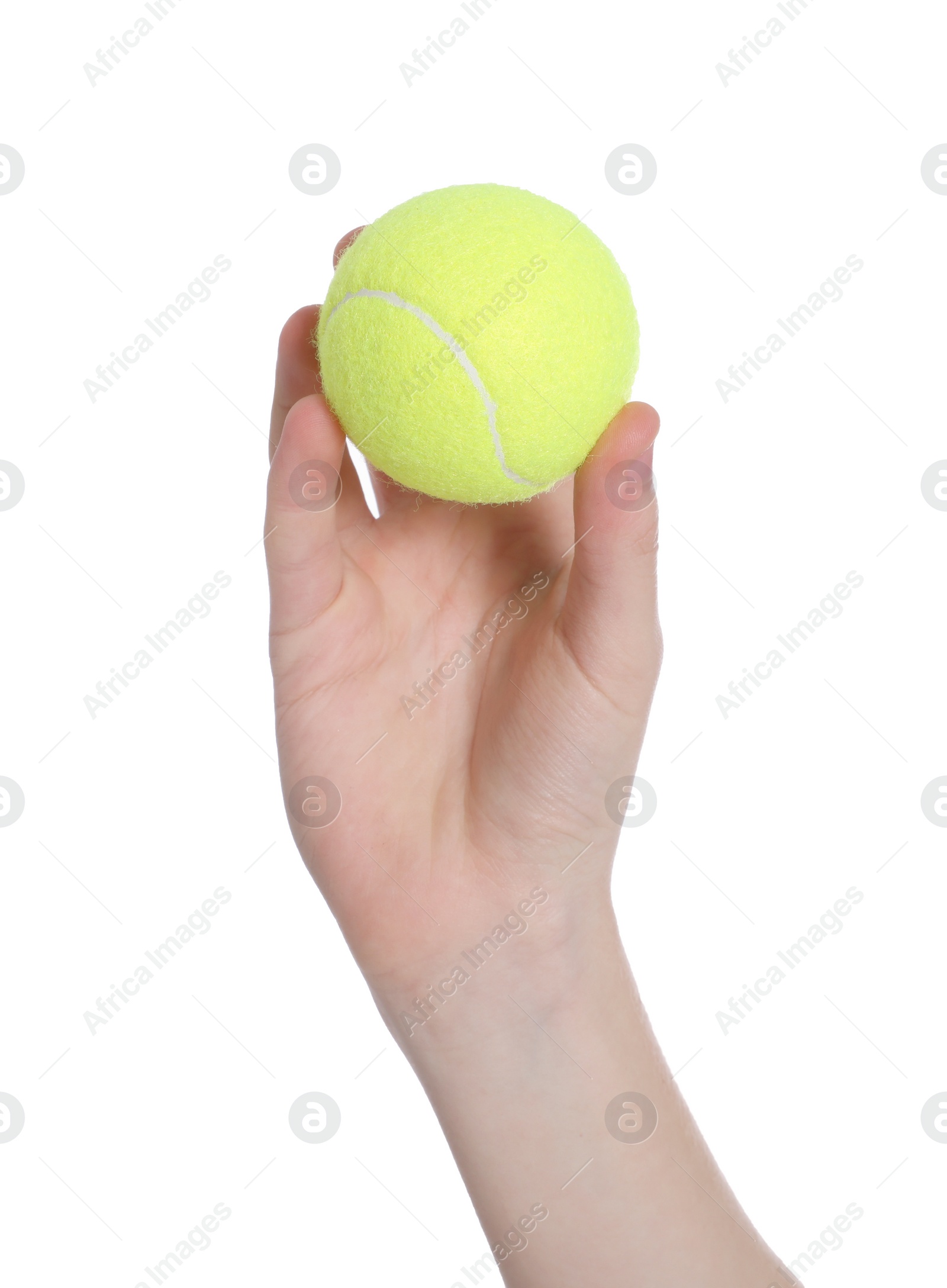 Photo of with tennis ball on white background, closeup