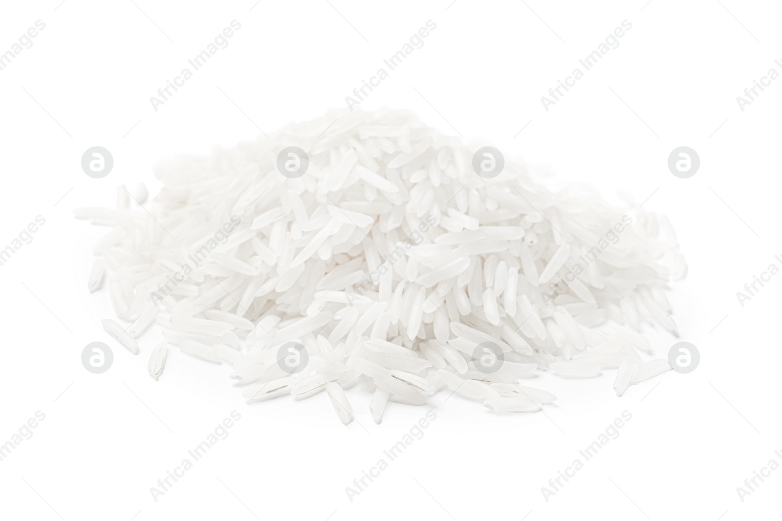 Photo of Pile of raw basmati rice isolated on white