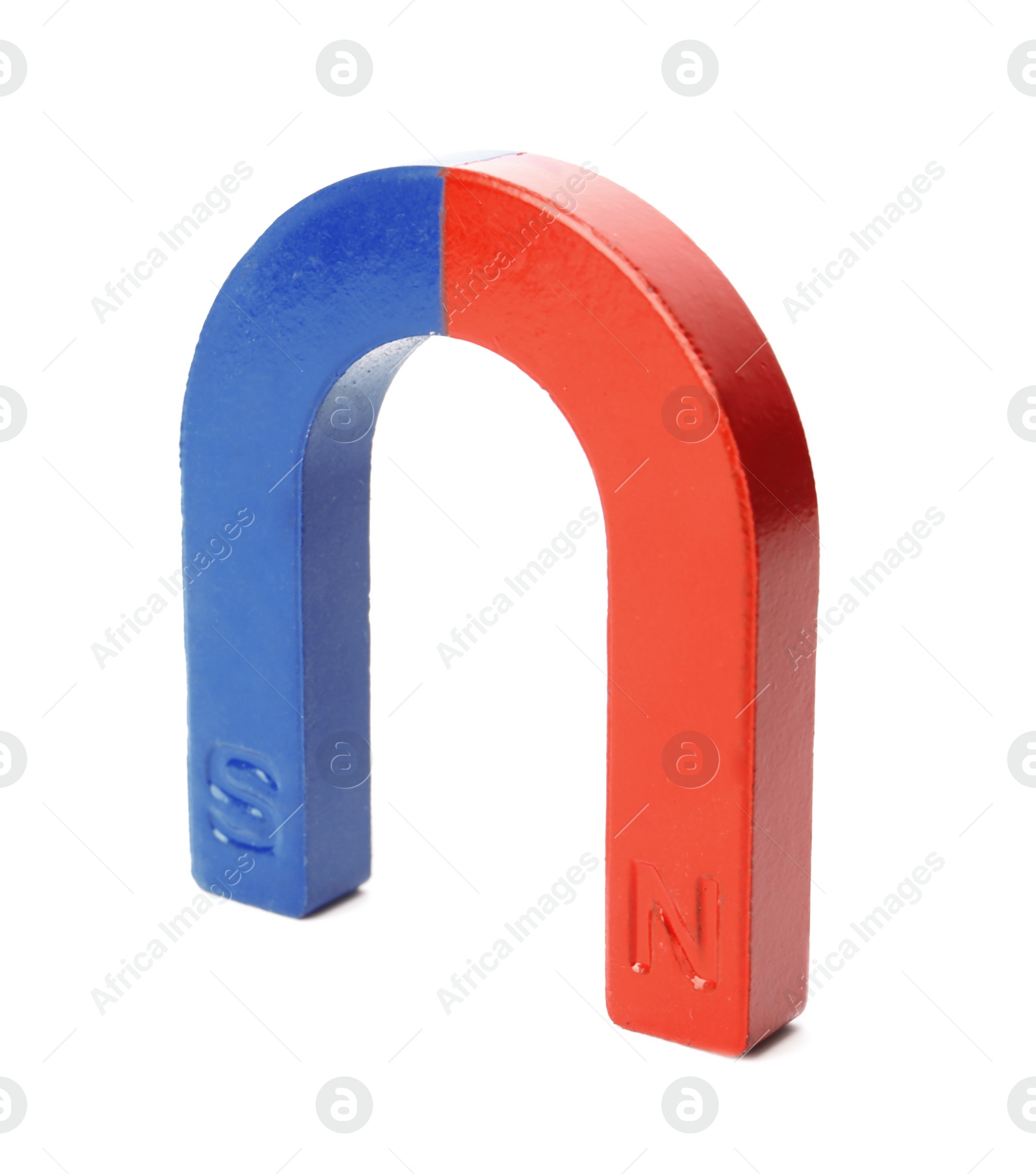 Photo of Red and blue horseshoe magnet isolated on white