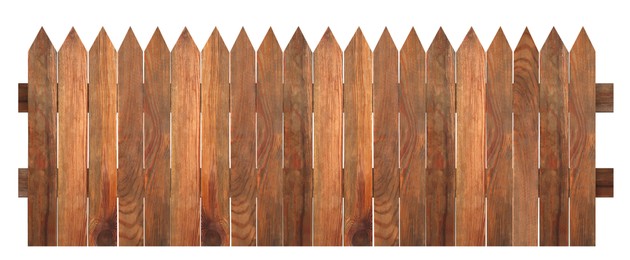 Wooden fence isolated on white. Enclosing structure