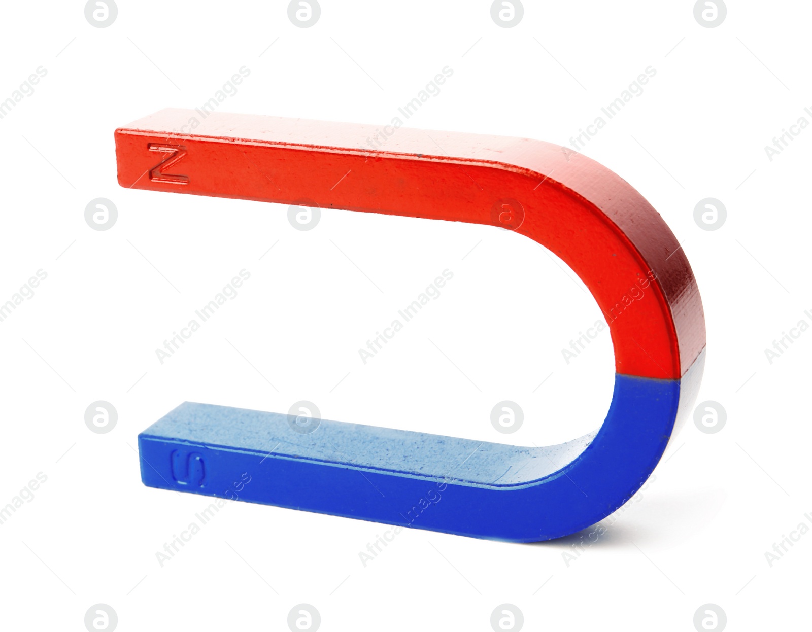 Photo of Red and blue horseshoe magnet isolated on white