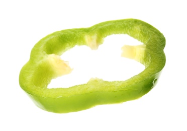 Slice of ripe bell pepper on white background