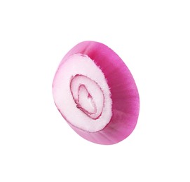 Slice of fresh red ripe onion isolated on white