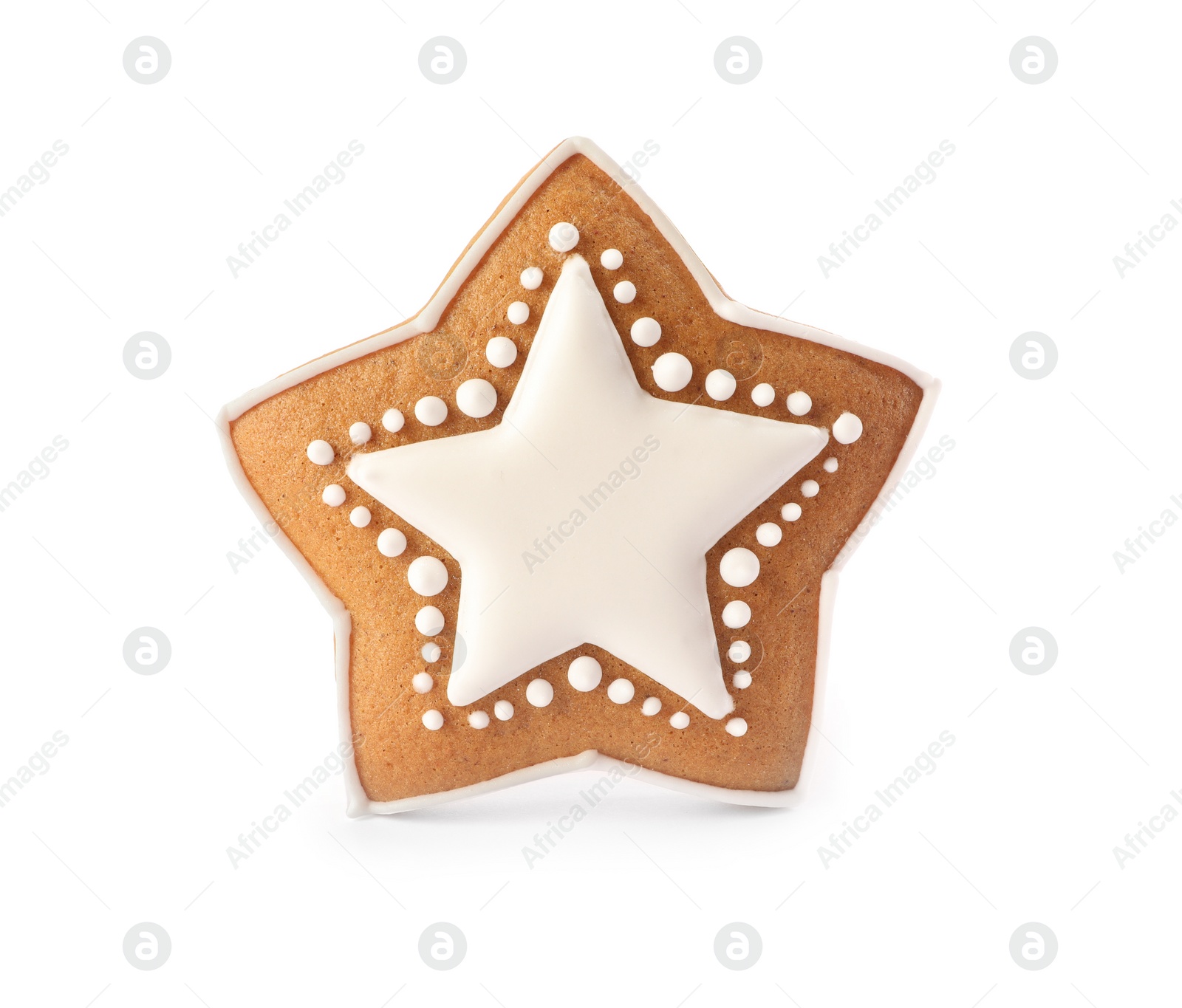 Photo of Star shaped Christmas cookie isolated on white