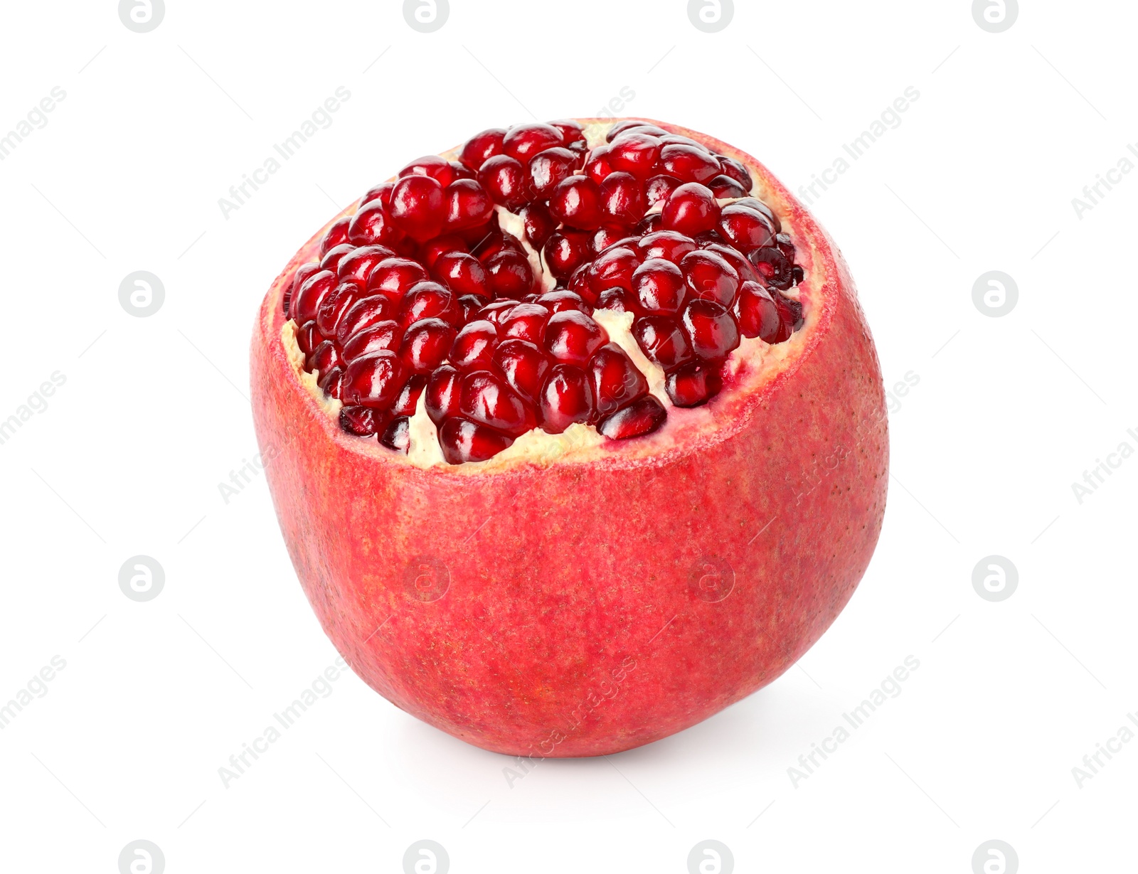 Photo of One fresh ripe pomegranate isolated on white