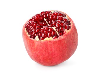 Photo of One fresh ripe pomegranate isolated on white