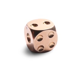 Photo of One metal game dice isolated on white