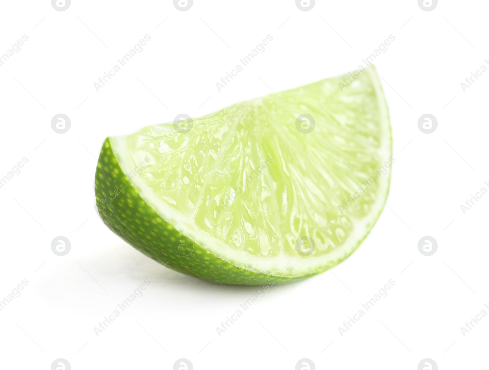 Photo of Slice of fresh ripe lime on white background