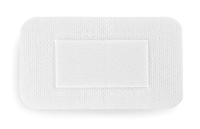 Photo of One medical adhesive bandage isolated on white, top view