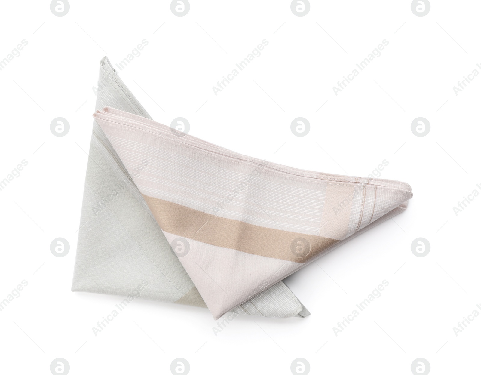 Photo of Stylish handkerchiefs isolated on white, top view