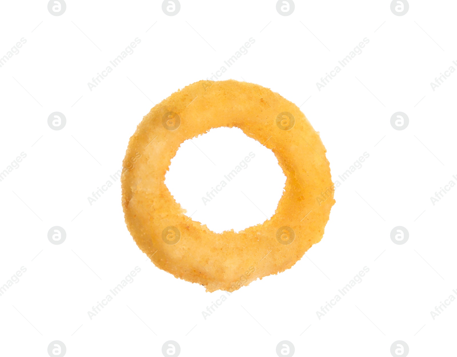 Photo of Delicious golden onion ring isolated on white