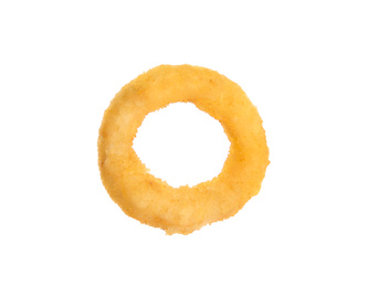 Delicious golden onion ring isolated on white