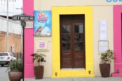San Pedro Garza Garcia, Mexico – February 8, 2023: Entrance of La Chalupa cafe outdoors