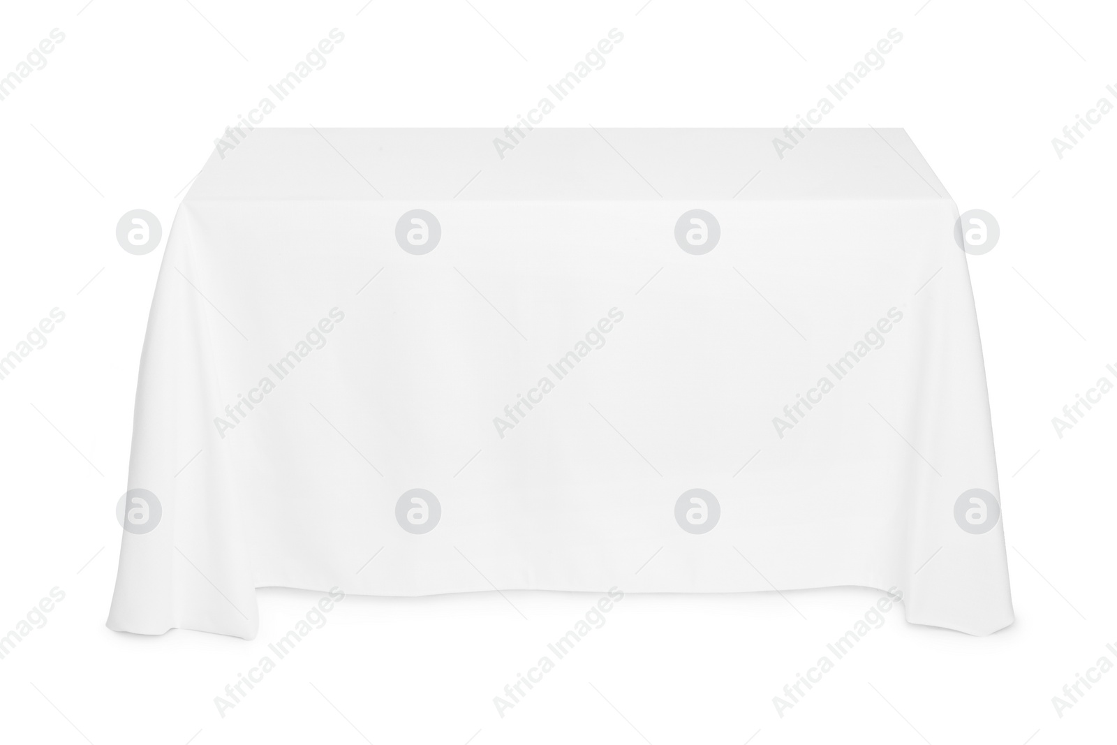 Photo of Table with white tablecloth isolated on white