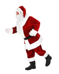 Happy authentic Santa Claus on white background