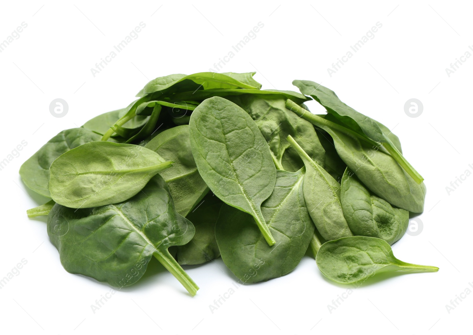 Photo of Pile of fresh spinach leaves isolated on white